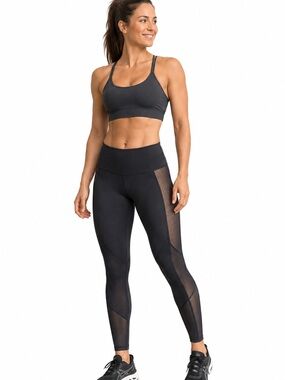 Size 10 Lululemon Pants Mesh Sheer Sides Leggings Navy Blue Ankle Length